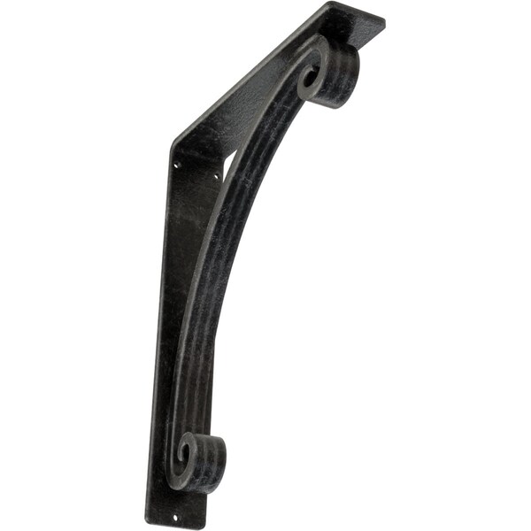 Ekena Millwork Legacy Wrought Iron Bracket, (Triple center brace), Antiqued Silver 2"W x 10"D x 12"H BKTM02X10X12TLEASV - main